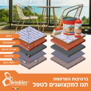 תמונה המתארת את מערכת האיטום במרפסת מרוצפת או גג מרוצף